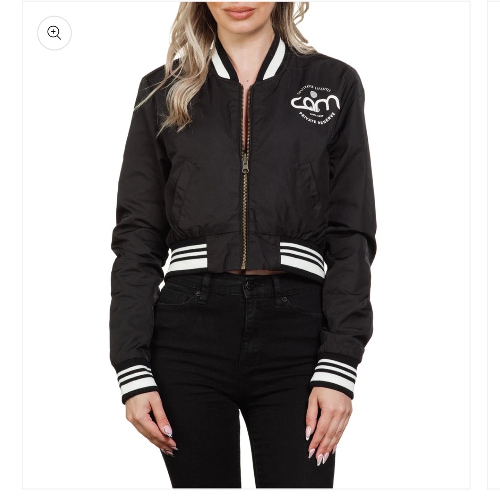 CAM reversible Women's Black and red Varsity Jacket with White Accents